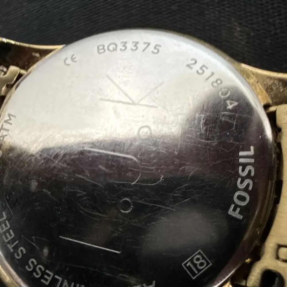 Fossil Women's BQ-3375 Wristwatch New Battery 5.75” Band 34mm Case Gold (G19)